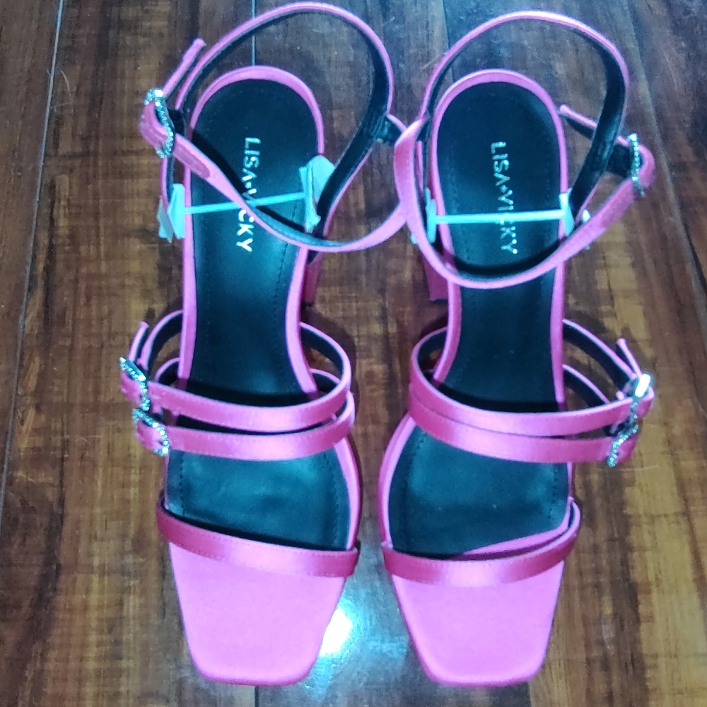 LISA VICKYBabe Strappy Platform Sandal In Raspberry Size 9 - Picture 2 of 9
